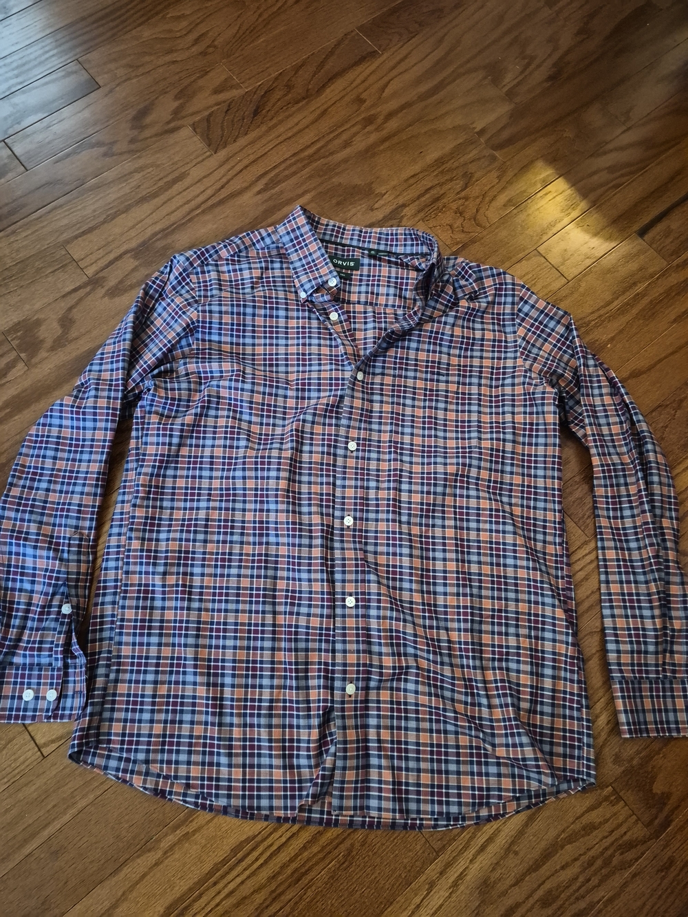 Orvis Men's Multi Color Plaid Button-Down Shirt "Tall" XL